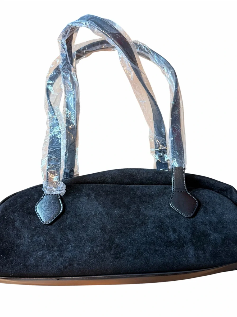 Pretty Simple Sally Vegan Suede Barrel Shoulder Bag High Quality Black